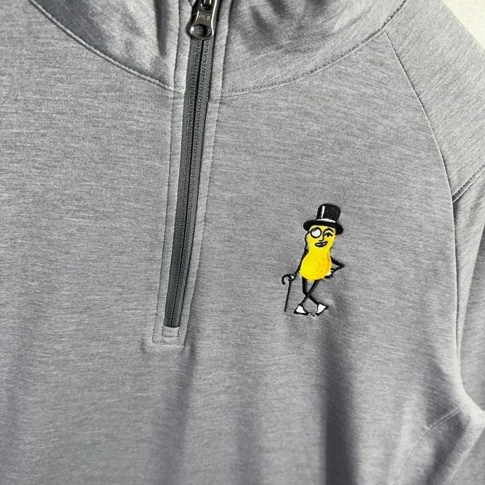 Mr. Peanut Grey quarter zip sweatshirt with embroidered Mens Size L #peanuts - Picture 3 of 7